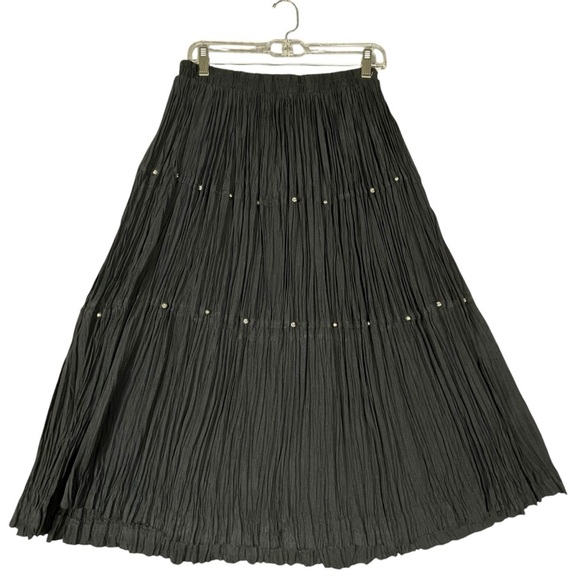 Stonebridge NWT Vtg Pleated Western Prairie Core Witchy Petite Full Skirt Sz MP - Picture 1 of 12
